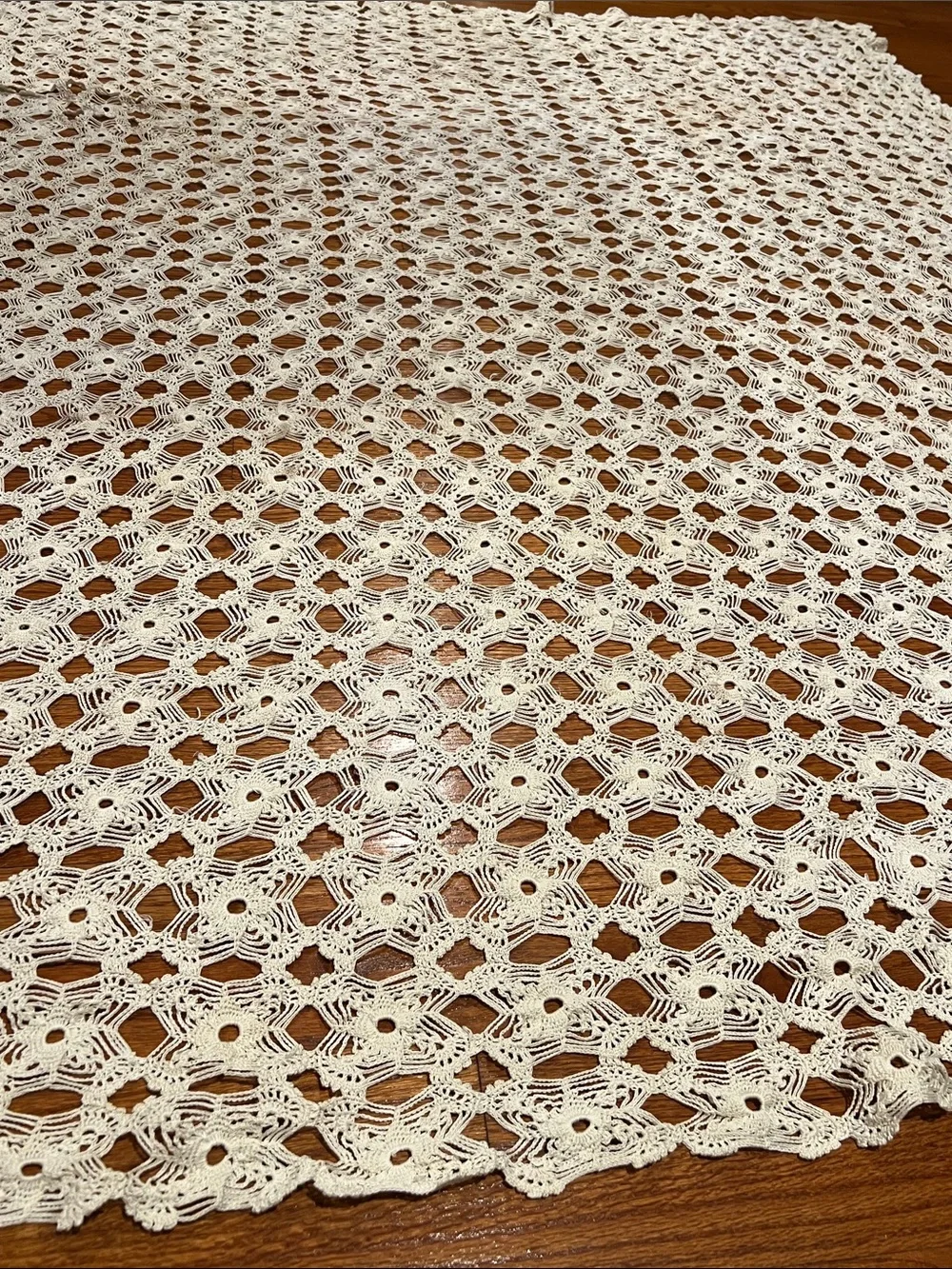 Handmade Crochet Bed Throw Blanket/tablecloth in Cream